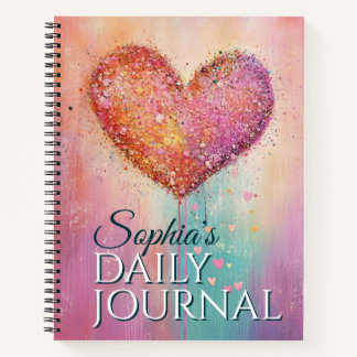 Sparking Watercolor Heart For Every Thought Notebook