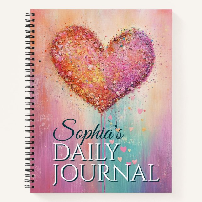 Sparking Watercolor Heart For Every Thought Notebook (Front)