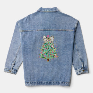 Sparkle and Shine Coquette Glitter Christmas Tree Denim Jacket