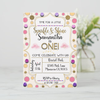 Sparkle and shine first Birthday invitation