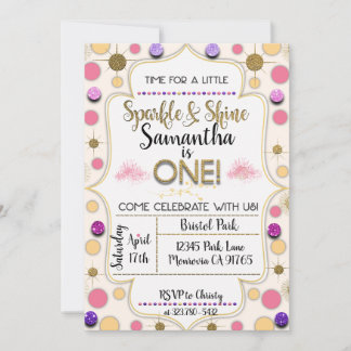 Sparkle and shine first Birthday invitation