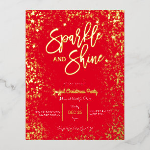 Sparkle and shine foil christmas party invitation
