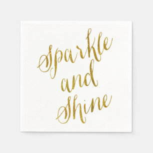 Sparkle and Shine Quote Faux Gold Foil Sparkly Napkin