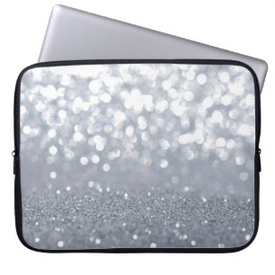Sparkle and shiny of silver glitter abstract laptop sleeve