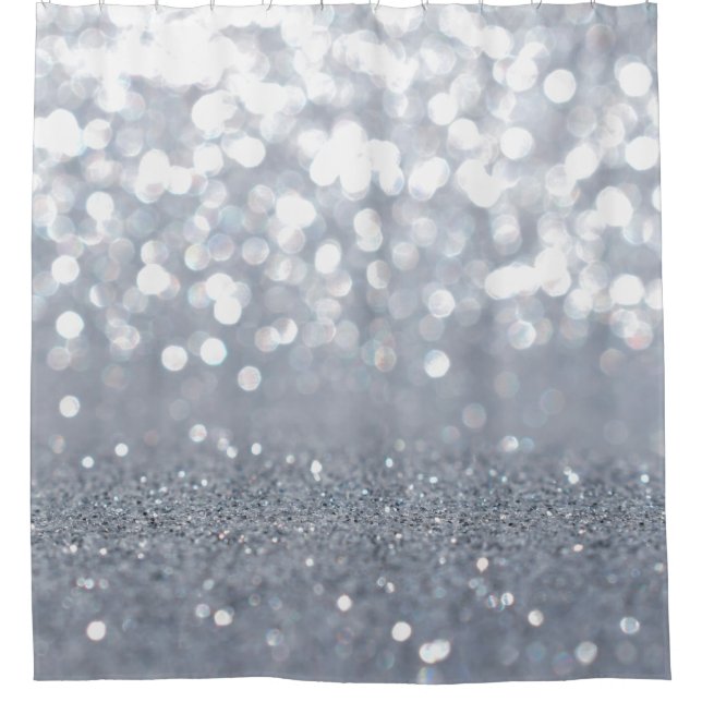 Sparkle and shiny of silver glitter abstract shower curtain (Front)