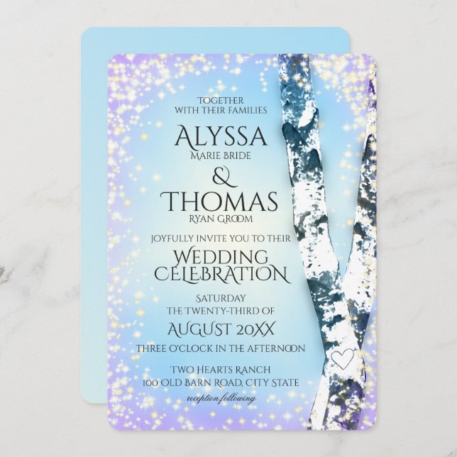 Sparkle Birch Wedding Invitation (Front/Back)