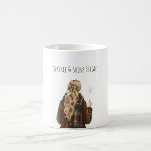 Sparkle Blond Hair Girl Christmas New Year Coffee Mug