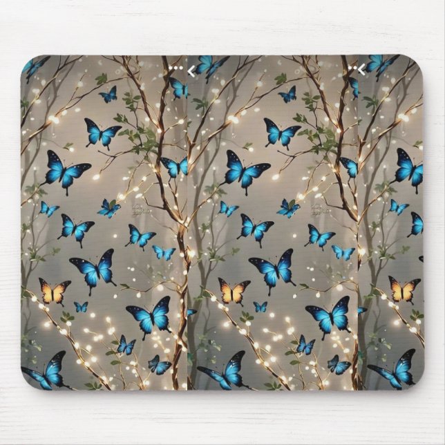 SPARKLE BLUE BUTER Fly ON Mousepad (Front)