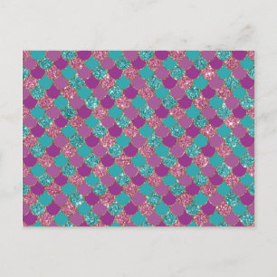 Sparkle Blue Purple Mermaid Tail Fish Scale Bright Postcard