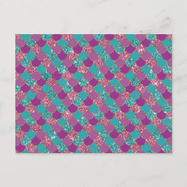Sparkle Blue Purple Mermaid Tail Fish Scale Bright Postcard (Front)
