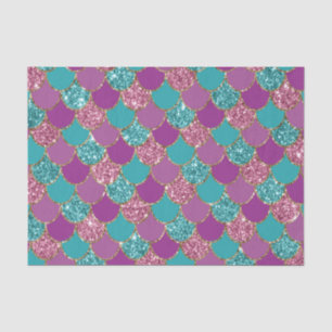Sparkle Blue Purple Mermaid Tail Fish Scale Bright Tissue Paper