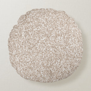 Sparkle Blush Cream Glitz Glitter Round Cushion