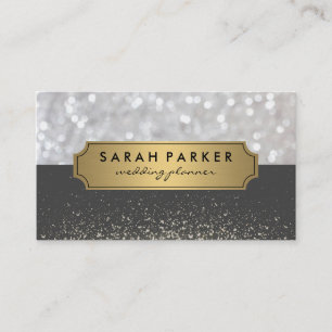 Sparkle Bokeh with Faux Metallic Gold Label Business Card