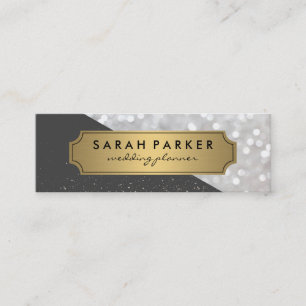 Sparkle Bokeh with Faux Metallic Gold Label Mini Business Card