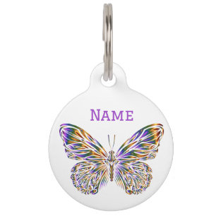Sparkle Butterfly on White Pet ID Tag