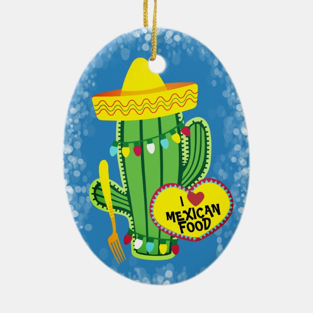 Sparkle cactus Mexican food Christmas ornament (Back)