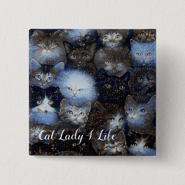 Sparkle Cats Cat Lady 4 Life Button (Front)