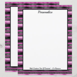 Sparkle Chic Pink Black Glitter Stripe Personalize