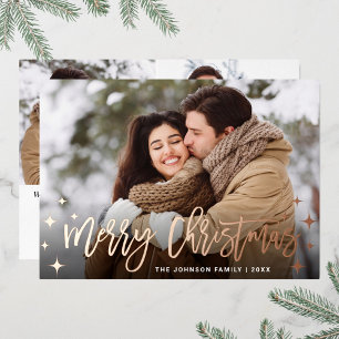 Sparkle Christmas 3 PHOTO Greeting Rose Gold