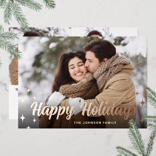 Sparkle Christmas 3 PHOTO Greeting Rose Gold