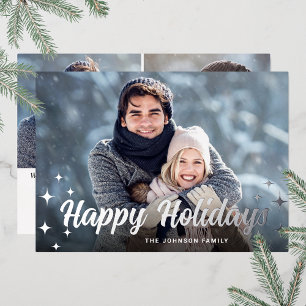 Sparkle Christmas 3 PHOTO Greeting Silver