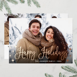 Sparkle Christmas 4 PHOTO Greeting Rose Gold