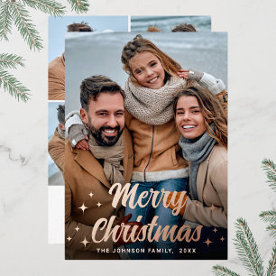 Sparkle Christmas 5 PHOTO Greeting Rose Gold