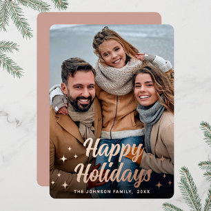 Sparkle Christmas PHOTO Greeting Rose Gold