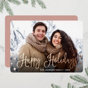 Sparkle Christmas PHOTO Greeting Rose Gold