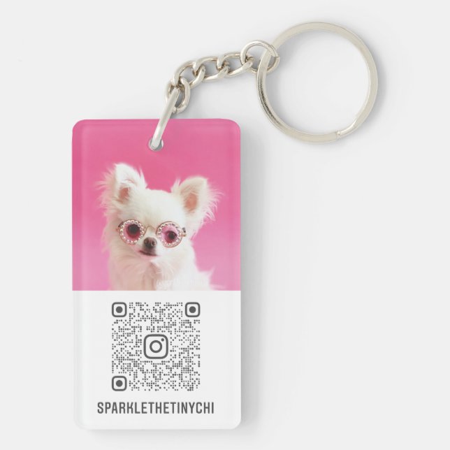 Sparkle | Custom Photo Social Media QR Code Key Ring (Back)