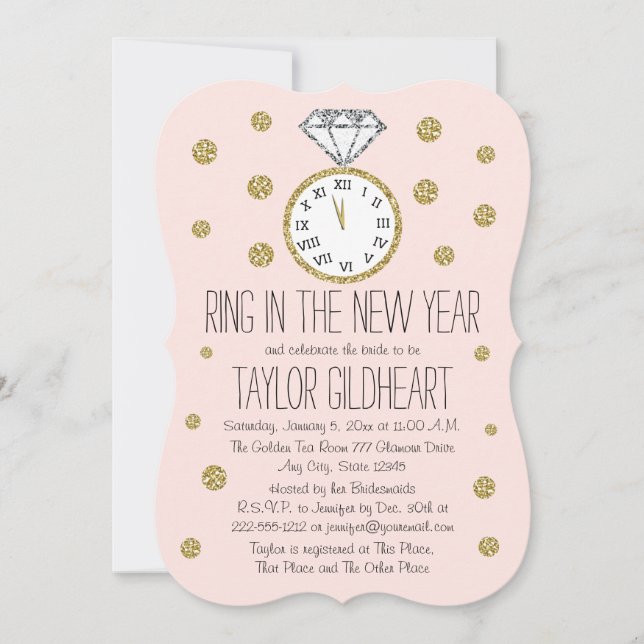 Sparkle Diamond Ring New Year's Eve Bridal Shower Invitation (Front)