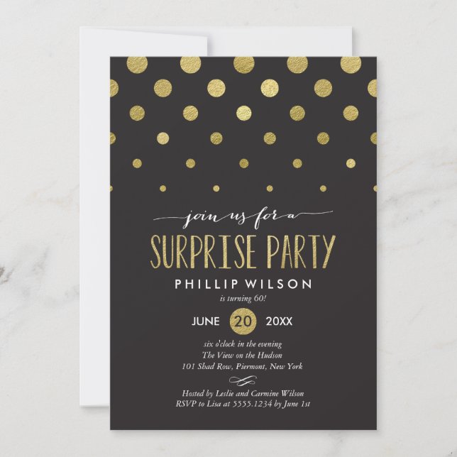 Sparkle Dots Surprise Party Invitation (Front)