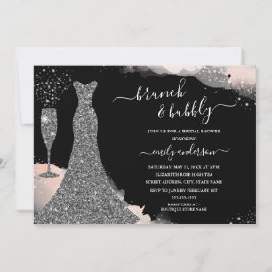 Sparkle Dress Brunch And Bubbly Bridal Shower Invitation
