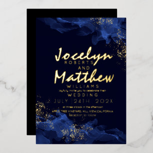 Sparkle Dusty Blue gold Watercolor Wedding 