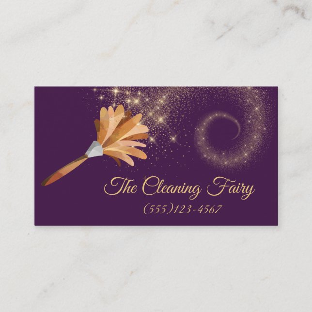 Sparkle Fairy Feather Duster Cleaning Services Business Card (Front)