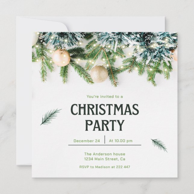 Sparkle Fir Twigs Christmas  Invitation (Front)