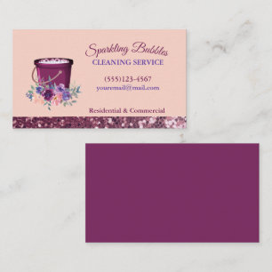 Sparkle Floral Bucket Cleaning Services Business Card