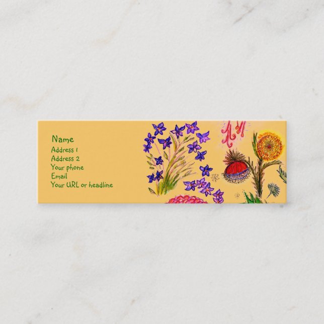 Sparkle Flowers card. Mini Business Card (Front)