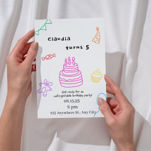 Sparkle & Fun 5th Birthday Invitation