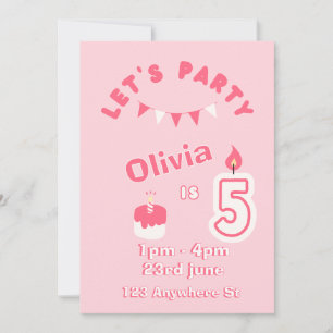 Sparkle & Fun 5th Birthday Invitation