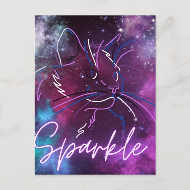 "Sparkle" Galaxy Cat Card (Front)