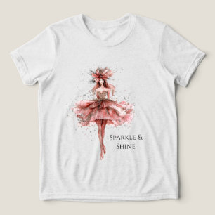 Sparkle Girl in Pink Rose Gold Dress Tri-Blend Shirt