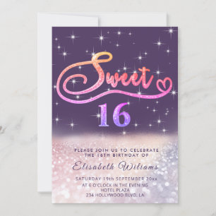 Sparkle Glam chic glitter script ombre  Invitation