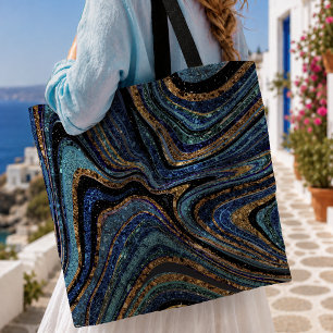 Sparkle Glam Glitter girly marble art blue Tote Bag
