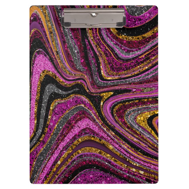 Sparkle Glam Glitter girly marble art pink Clipboard (Front)