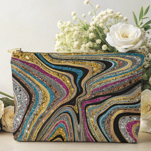 Sparkle Glam glittery girly marble art Accessory Pouch