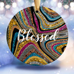 Sparkle Glam glittery girly marble art Ceramic Tree Decoration<br><div class="desc">A cool girly faux glitter marble art bling in different shades of pink, fuchsia, black, silver and gold. Elegant Glitter Monogram double sided ornament. Personalize it easily by Adding Your Unique Text or Remove Text - Make Your Special Gift - Resize and move or remove and add text / elements...</div>