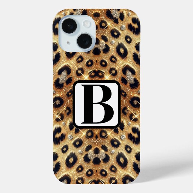 Sparkle Glam Gold Black Leopard Cheetah Print  Case-Mate iPhone Case (Back)