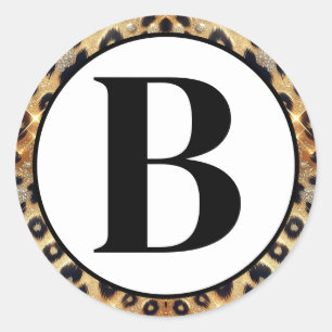 Sparkle Glam Gold Black Leopard Cheetah Print  Classic Round Sticker