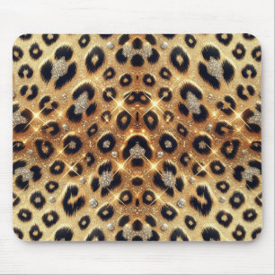 Sparkle Glam Gold Black Leopard Cheetah Print  Mouse Pad